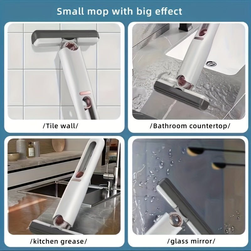 2-in-1 Portable Mini Squeeze Mop – Hands-Free, Super Absorbent Cleaner for Home, Kitchen, Car & Glass