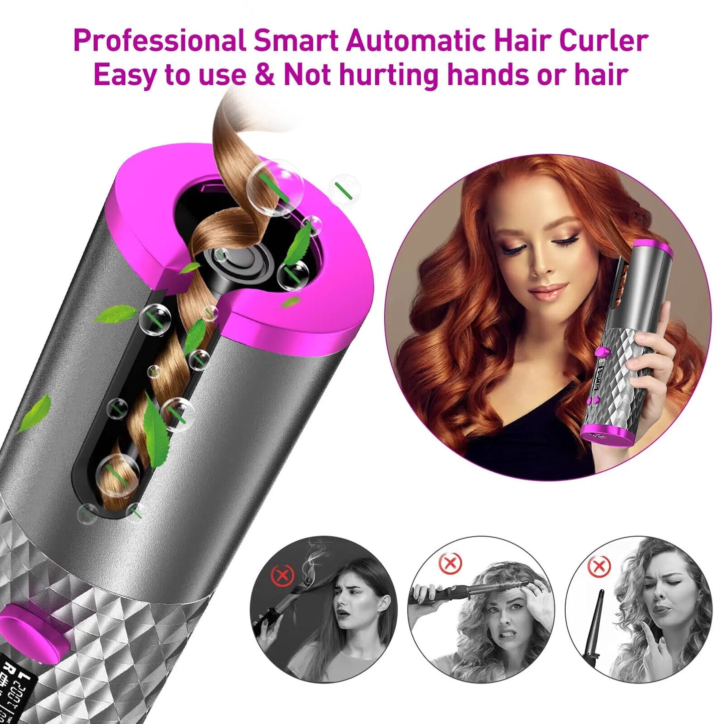 Cordless Rechargeable Hair Curler-- Salon Curls Anywhere