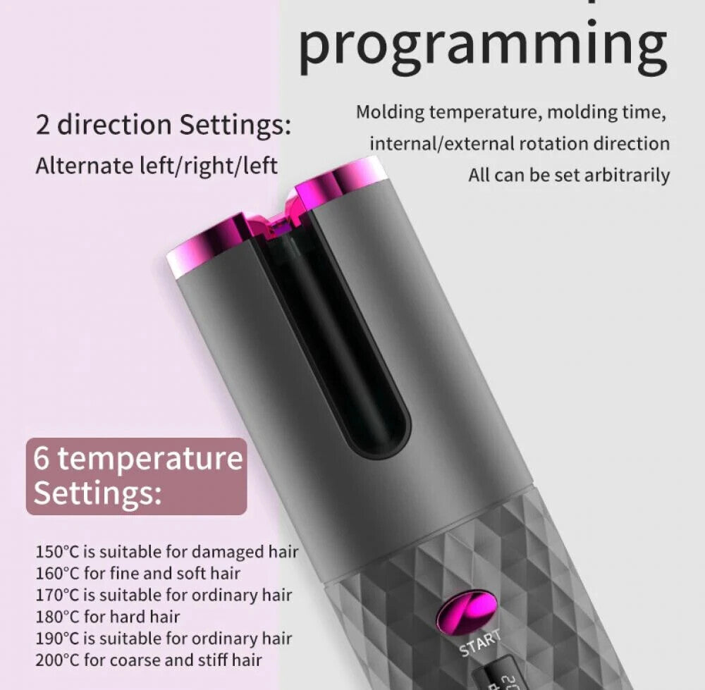 Cordless Rechargeable Hair Curler-- Salon Curls Anywhere