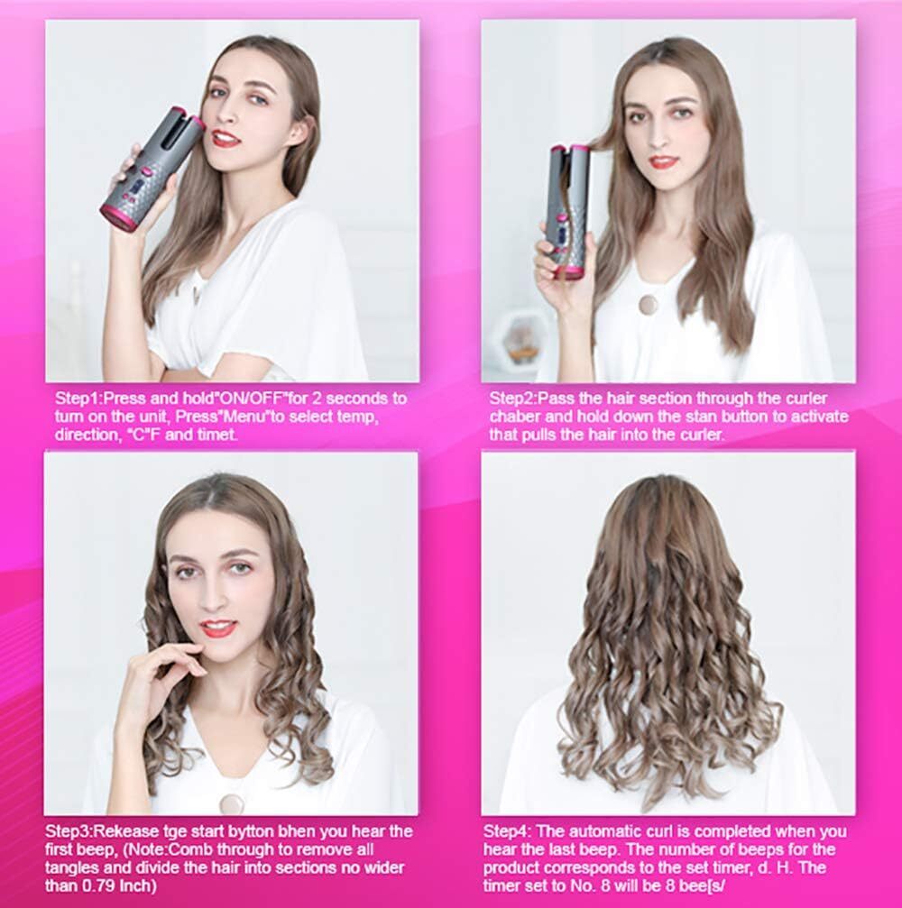 Cordless Rechargeable Hair Curler-- Salon Curls Anywhere