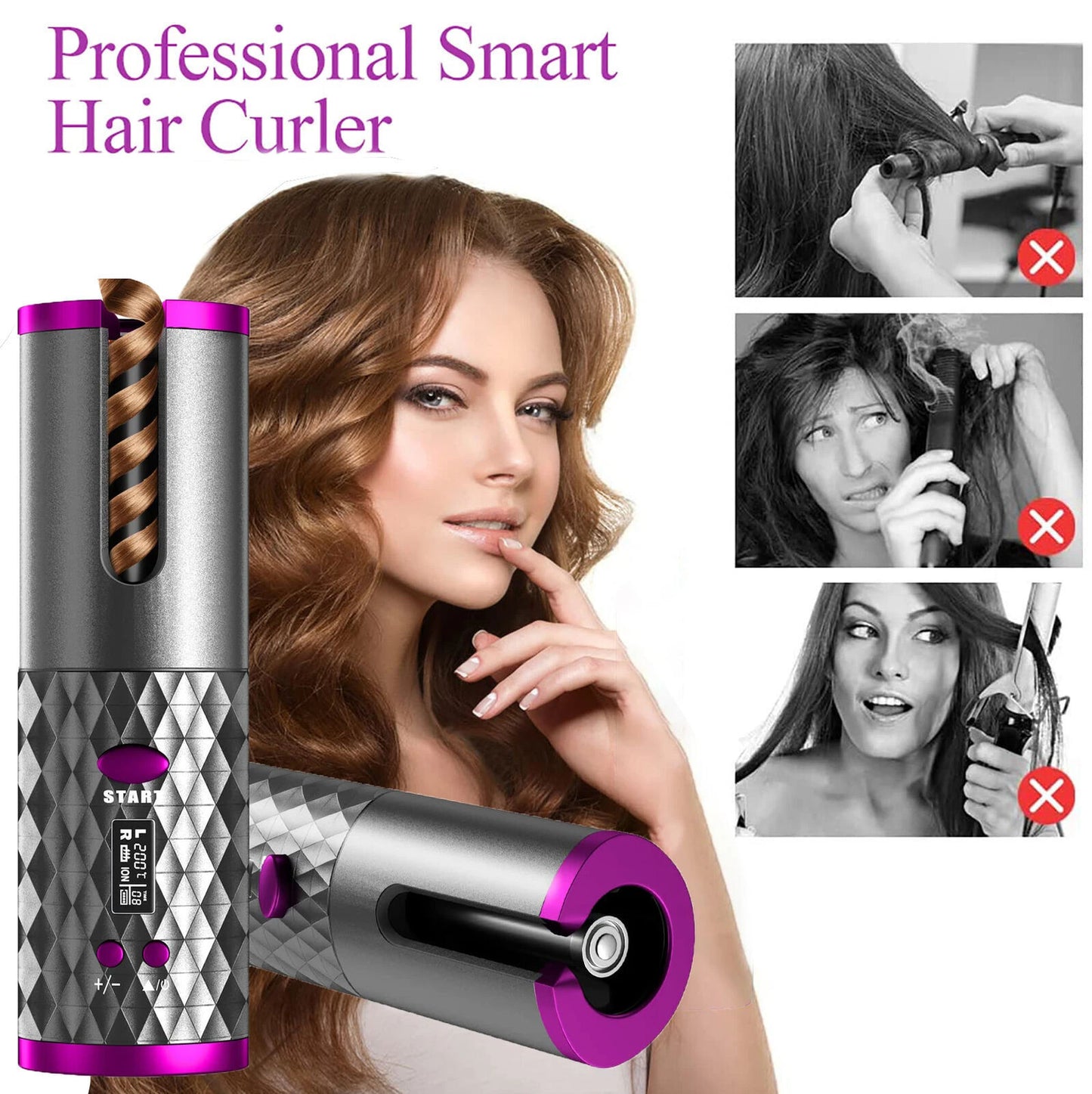 Cordless Rechargeable Hair Curler-- Salon Curls Anywhere